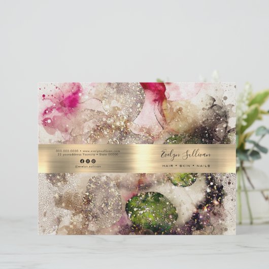 Menü-Broschüre zum Service in Rosa (Stehend Vorderseite)