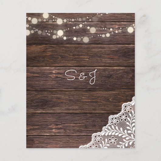 Menü "Budget Wood, String Lights & Lace" (Hinten)