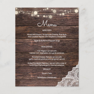 Menü "Budget Wood, String Lights & Lace"