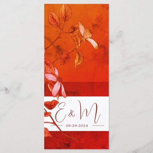 Menü Burnt Orange Terracotta Floral Menükarte (Rückseite)