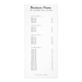 Menü "Business" mit Preisliste (Vorne)