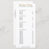 Menü "Business" mit Preisliste Menükarte (Vorne/Hinten)