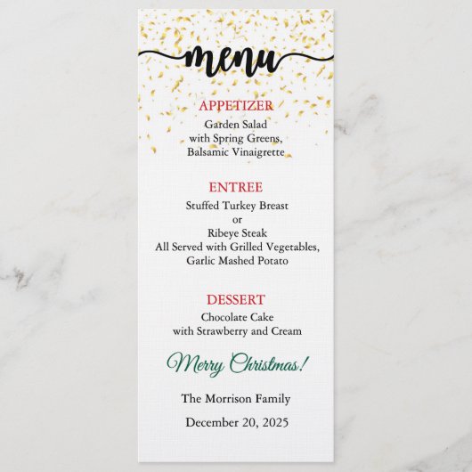 Menu Card, Christmas Menu, Dinner, Lunch Einladung (Vorderseite)