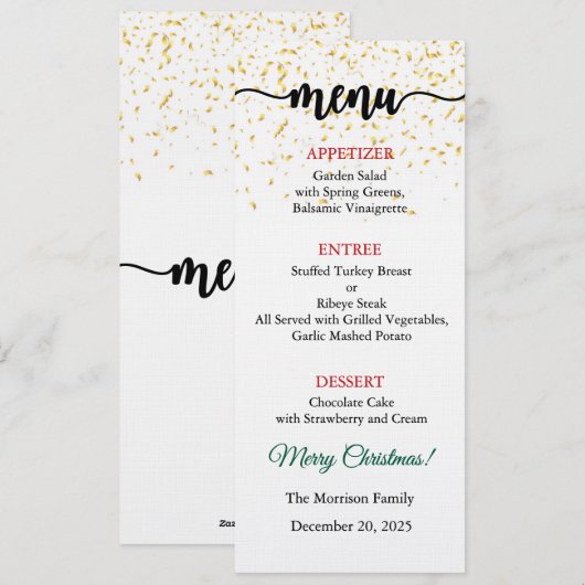 Menu Card, Christmas Menu, Dinner, Lunch Einladung (Vorne/Hinten)