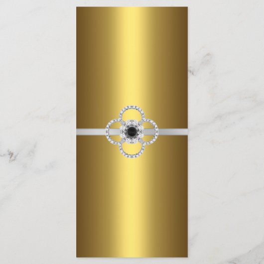 Menü Card Gold Black Silver Diamond Jewel Menükarte (Rückseite)