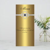 Menü Card Gold Black Silver Diamond Jewel Menükarte (Stehend Vorderseite)