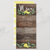 MENU CARD | Rustikale Hochzeit von Lemon Watercolo Menükarte (Vorne/Hinten)