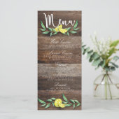 MENU CARD | Rustikale Hochzeit von Lemon Watercolo Menükarte (Stehend Vorderseite)