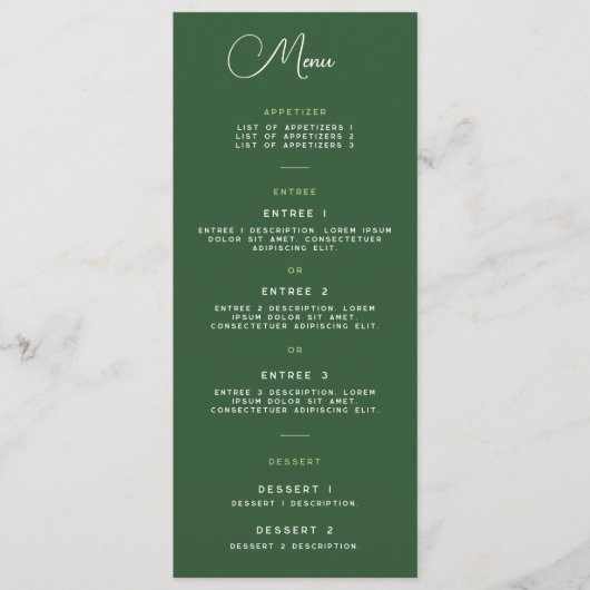 Menu Card - Suite Wrightsville Manor Menükarte (Vorderseite)