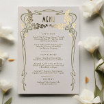 Menu Card Vintager Minimalistischer Jugendstil Folieneinladung<br><div class="desc">Menu Card im Jugendstil für Ihre Vintage Hochzeit in einem floralen, romantischen und skurrilen Design. Klassische Schnörkel ergänzen Deko Schriftartes der klassischen Kunst. Bitte geben Sie Ihre persönlichen Informationen ein, und Sie sind fertig. Wenn Sie das Design weiter ändern möchten, klicken Sie auf den blauen Button "Anpassen". Vielen Dank, dass...</div>