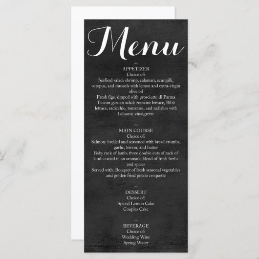 Menü - Chalkboard-Script Menükarte (Vorne/Hinten)