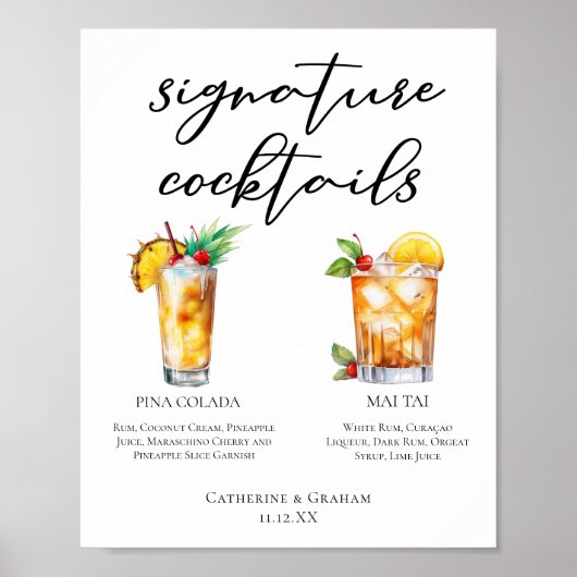Menü "Cocktails" für Hochzeiten Poster (Vorne)