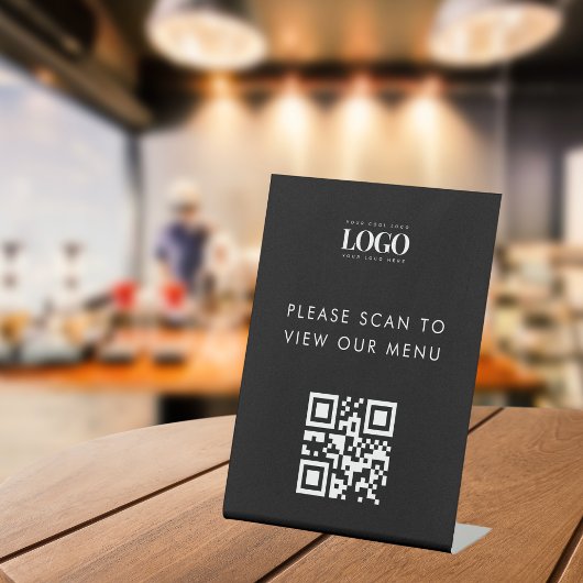 Menü "Custom Rectangle Business Logo & QR Code" Sockelschild