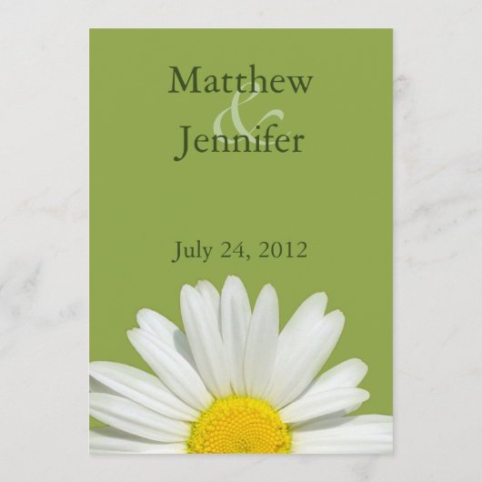 Menü "Custom White Daisy Wedeption Dinner" Menükarte (Rückseite)