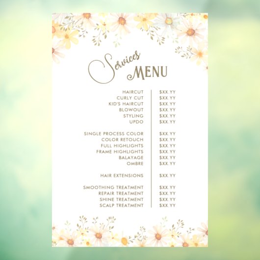 Menü Daisies Services Fensteraufkleber (Blatt 3)