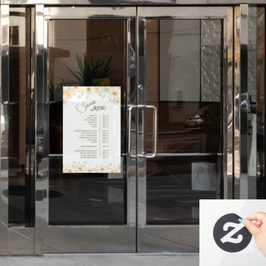 Menü Daisies Services Fensteraufkleber (Büro Tür)