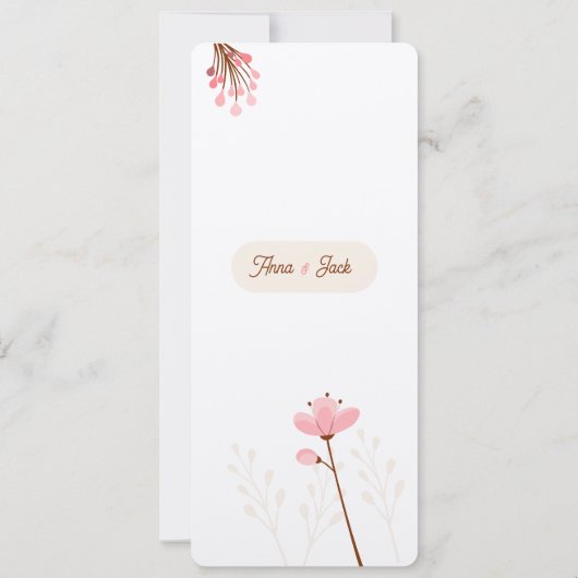 Menú de boda rosa y beige flores silvestres (Rückseite)