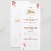 Menú de boda rosa y beige flores silvestres (Vorne/Hinten)