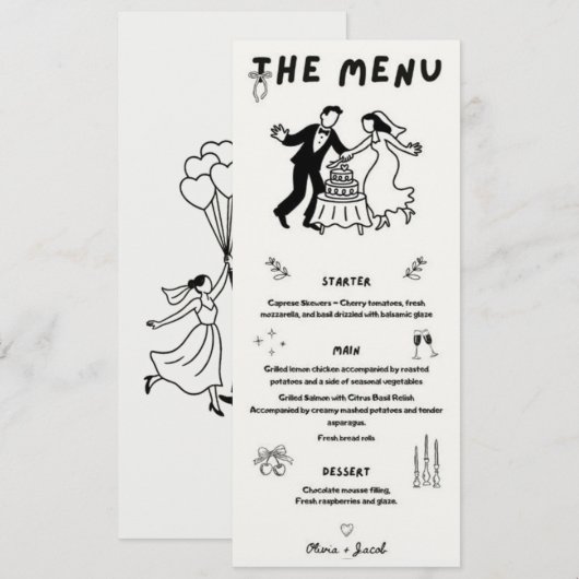 Menü der Einladung – Sanfte Hochzeit (Vorne/Hinten)