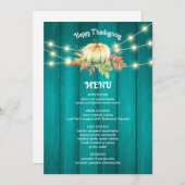 Menü des Erntedanks "aquamarine Holzkörner Pumpkin Menükarte (Vorne/Hinten)