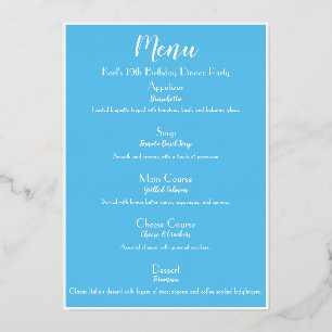 Menü des Party SkyBlue Luxe Gold Cocktail