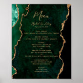 Menü des Smarald Green Gold Agate Wedding Table Poster (Vorne)