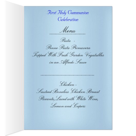 Menü Dinner Card Erste heilige Kommune 2 (Innen (Rechts))