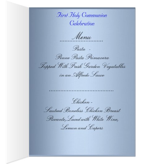 Menü Dinner Card Erste heilige Kommunion (Innen (Rechts))