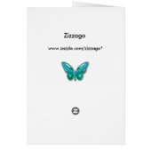 Menü Dinner Card Gold Aquamarin Blue Butterfly (Hinten)