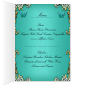Menü Dinner Card Gold Aquamarin Blue Butterfly (Innen (Rechts))