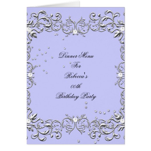 Menü Dinner Card Silver Blue Diamond (Vorne)