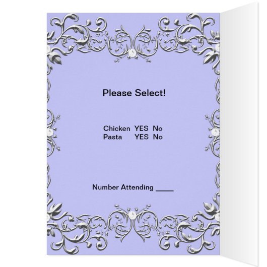 Menü Dinner Card Silver Blue Diamond (Innen (Links))