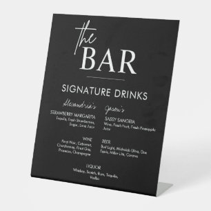Menü "Drinks" der Black Wedding Signature Bar Sockelschild