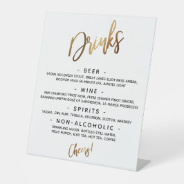 Menü "Drinks" für die einfache Goldhandschrift Sockelschild