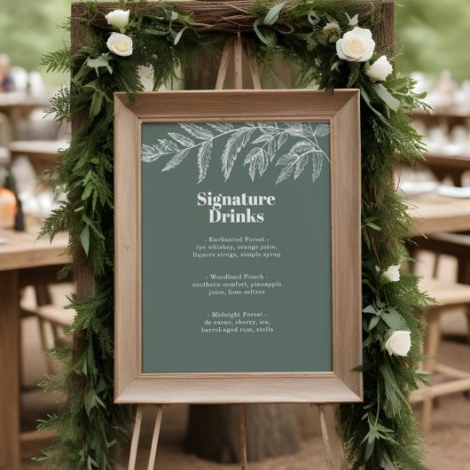 Menü "Drinks" im Bereich "Fern Botanisches Holz" Poster