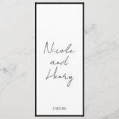 Menú Drinks Minimal Bordes Negros Boda Elegante  Menükarte (Rückseite)