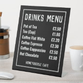 Menü "Drinks" Preisliste "Pedestal"-Zeichen Sockelschild (In Situ)