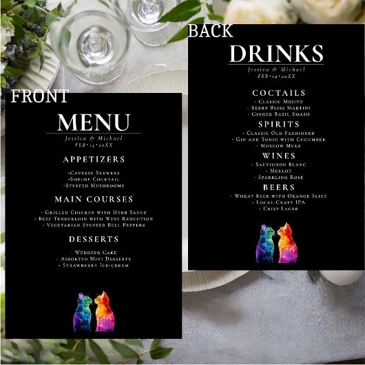 🌈 MENU + DRINKS Purrfectly Yours: A Rainbow Love Menükarte