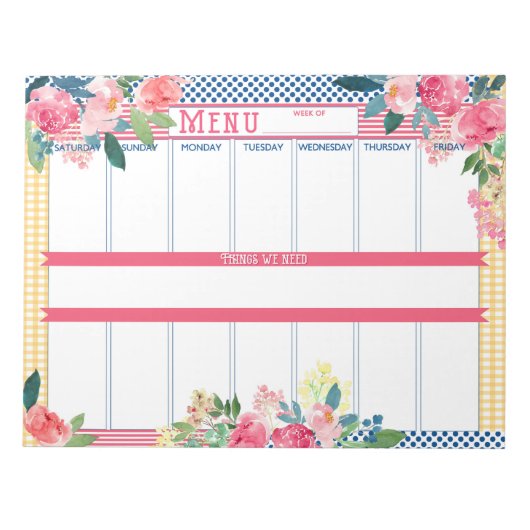 Menü Editor Notizblock (Vorderseite)