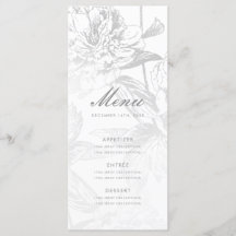 Menü Elegant Wedding Simple Modern Floral Silver