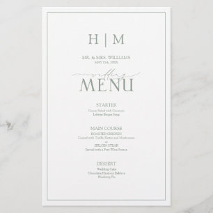 Menü "Elegantsage Green Calligraphy Monogram"