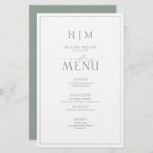 Menü "Elegantsage Green Calligraphy Monogram" (Vorne/Hinten)