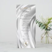 Menü "Elfenbein, Grün, Blau, Gold, Seide und Perle Menükarte (Stehend Vorderseite)