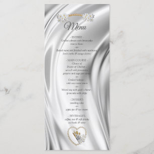 Menü "Elfenbein, Grün, Blau, Gold, Seide und Perle Menükarte