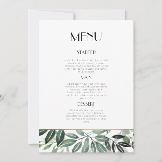 Menü "Emerald Forest" Einladung (Vorderseite)