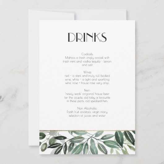 Menü "Emerald Forest" Einladung (Rückseite)