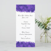 Menü "Empfang" mit lila und weißen Schneeflocken Menükarte (Stehend Vorderseite)