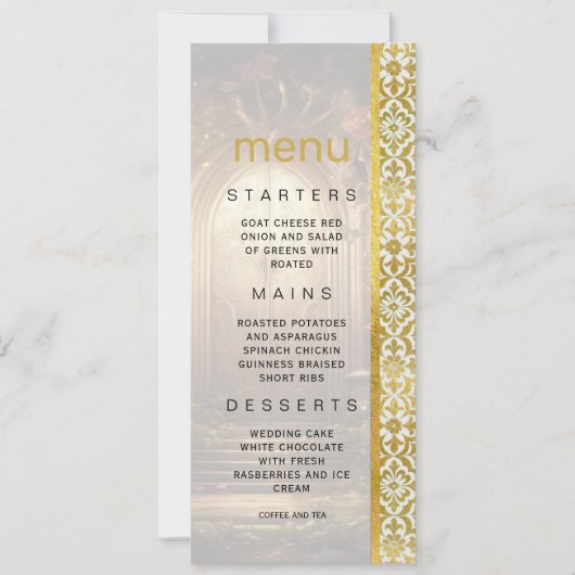 Menü "Enchanted Garden Gate Wedding" Einladung (Vorderseite)