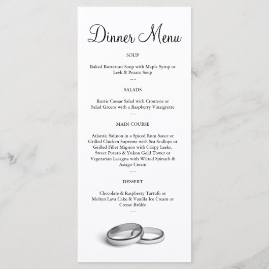 Menü "Eternity" Menükarte (Vorderseite)