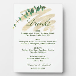 Menü Eukalyptus, Smaragd und Gold Drinks Fotoplatte